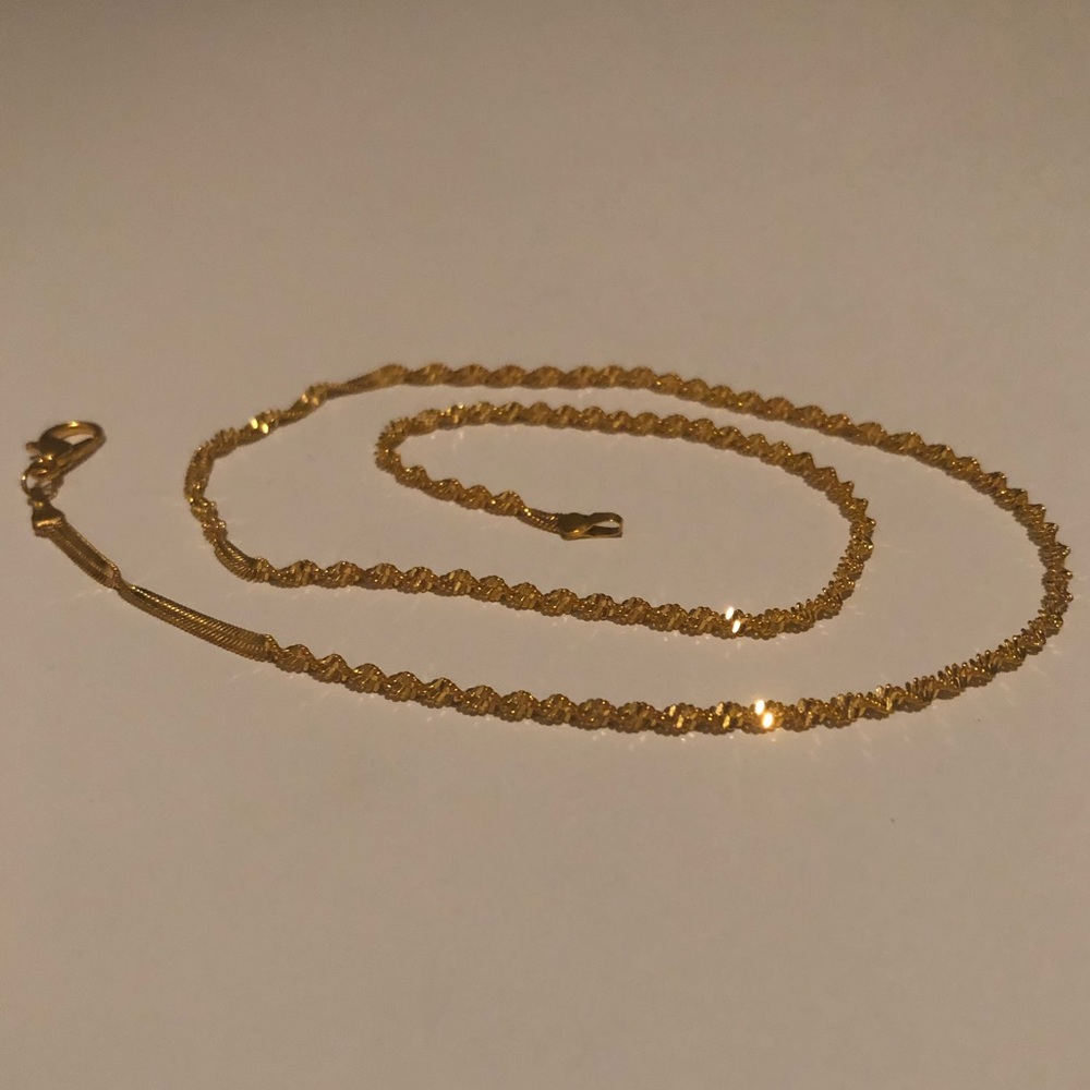 9k Gold Filled Solid Wave Necklace